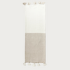 Natural Beige Color Block Linen Blanket with Tassels