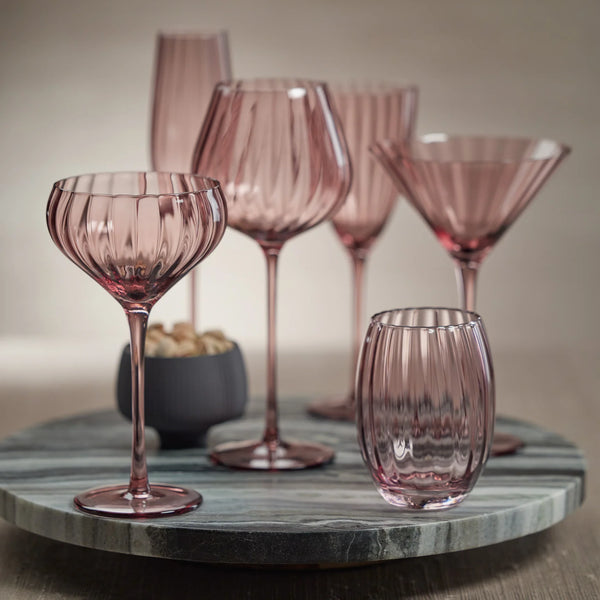 Rose/Wine Colored  Stemless All Purpose Glass - Sold Individually