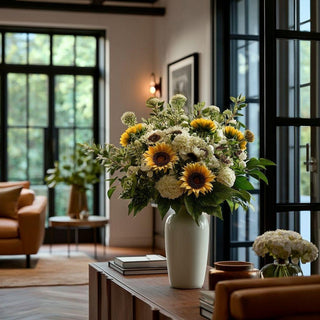14 Inch Creamy White Sunflower Bundle (5 Stems) - Preorder 9/5