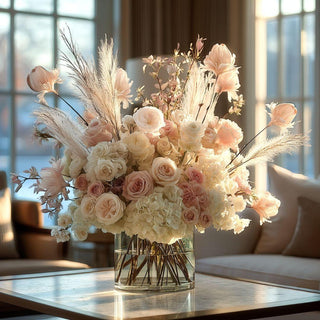 Pink Feather Flower Stem - 28" Tall