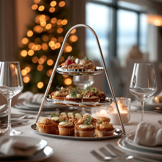 17.25 Inch Epicurean 3-Tier Hors d'oeuvres and Petits Tray - Polished Nickel