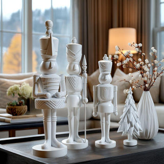 Set of 3 Matte White Resin Soldiers