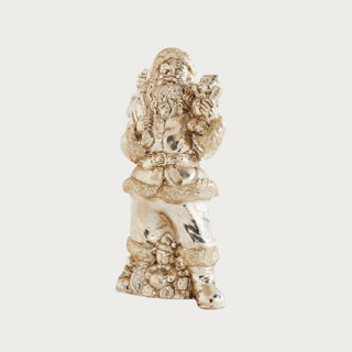 Antiqued Silver Santa figurine with hands on belt, elegant metallic Christmas tabletop décor. Third and Main, Home Decor, Holiday Decor, Christmas Decor