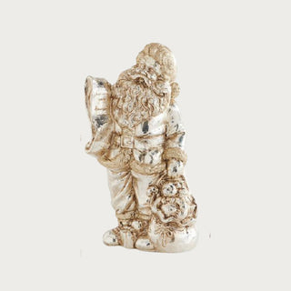 Antiqued Silver Santa figurine with hands on belt, elegant metallic Christmas tabletop décor. Third and Main, Home Decor, Holiday Decor, Christmas Decor