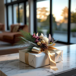 11 inch metallic ornament holiday pick with faux pine greenery berries pinecones and silver leaves for luxury winter decorating by Third & Main