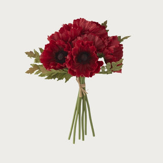 12.5" Dark Red 6 Stem Real Touch Poppy Bundle perfect for fall and winter floral arrangements. 