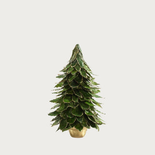 12-inch natural green leaf tree with gold detailing – handcrafted winter home décor accent. Third and Main, Home Decor, Holiday Decor, Christmas Decor