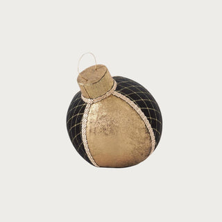 Small black velvet decorative ornament with gold detailing and quilted pattern – modern tabletop accent for holiday or winter home décor.