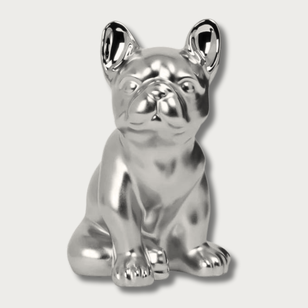Silver Ceramic Bulldog Sculpture