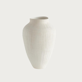 This is a 15.25" High Large Matte White Cross-hatch ceramic vase. Third & Main, Home Decor, Vase, Contemporary Vase, Modern Traditional Vase, Modern Farmhouse Decor