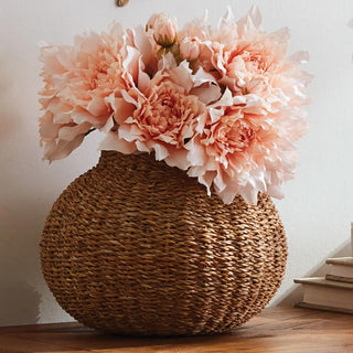 Round Seagrass Vase-Vase-Third & Main-Third &amp; Main