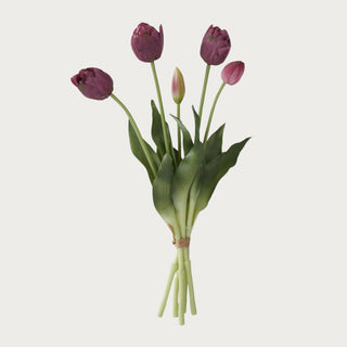 15" Purple Real Touch Tulip Bundle UV Treated,  Indoor/ Outdoor Faux Floral, Third & Main, Floral, Tulips , Spring/Summer Floral, Home Decor