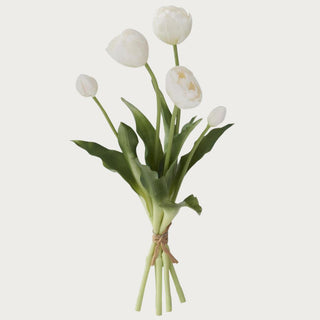 15" White Real Touch Tulip Bundle, Real Touch, UV Treated, Indoor/ Outdoor Faux Floral, Third & Main, Floral, Tulips , Spring/Summer Floral, Home Decor
