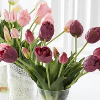 15" Purple Real Touch Tulip Bundle UV Treated,  Indoor/ Outdoor Faux Floral, Third & Main, Floral, Tulips , Spring/Summer Floral, Home Decor