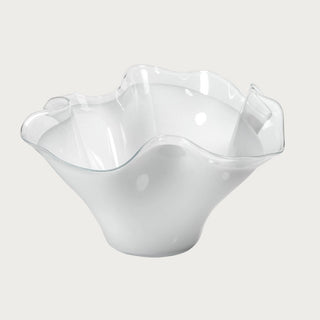 16.25"_Contemporary_decor_style_Frosted_white_glass_bowl_with_sculptural_ruffled_edges