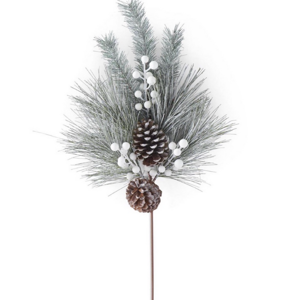 Frosted Long Pine Needle Branch 27"