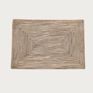 20" New With Tags By Pottery Barn Tava Rectangular Rattan Placemat - Sold Individually-Textiles-Third & Main-Brand new-with tags-20" long x 14" wide-Cream/Natural-Third &amp; Main