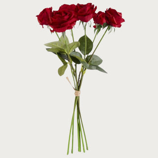 17 Inch Red True Bloom Floral Real Touch Full Bloom Rose Stem w/Folia, Home Decor, Third & Main, Floral, Faux Floral, Roses, Florals