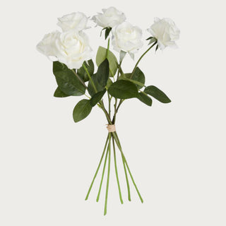 17 Inch White True Bloom Floral  Real Touch Full Bloom Rose Stem with leaves Home Decor, Third & Main, Floral, Faux Floral, Roses, Florals, Flowers, Real Touch True Bloom Floral