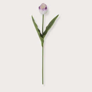 18.5 inch Real Touch White and Purple Tulip Stem, two-tone faux tulip, Third & Main