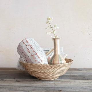 18" Round Decorative Hand Woven Footed Bowl, Third & Main, Decorative Bowl, Farmhouse Decor, Large Bowl, Rattan, Modern Farmhouse Decor, Home Decor