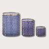 Blue Glass Hobnail Vases, Set of 3