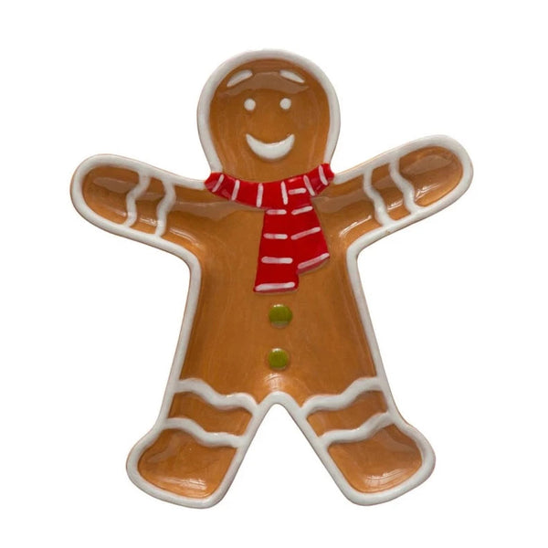Ceramic Gingerbread Man with Scarf Plate/Platter
