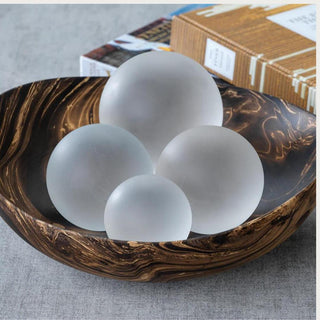 Group of 2.75 inch frosted glass spheres shown together for bowl filler styling