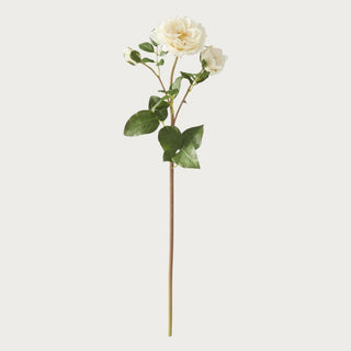Cream True Bloom real touch Distant Drums rose spray with layered cream blooms, subtle center detail, and natural green foliage, shown as a single 20-inch faux floral on a clean neutral background.