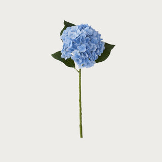 Blue hydrangea real touch faux floral stem from True Bloom Floral by Third & Main, ultra-realistic artificial bloom with full layered petals and green leaves, high-end home decor stem, True Bloom Floral, Real Touch, Blue Flower, Hydrangea, Decor, Flower, Floral arrangement, Third & Main