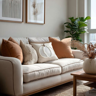 16 Inch Square White Pumpkin Pom Pom Pillow