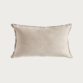 22" Luxe Geo Indoor/Outdoor  Lumbar Pillow in Cream and beige