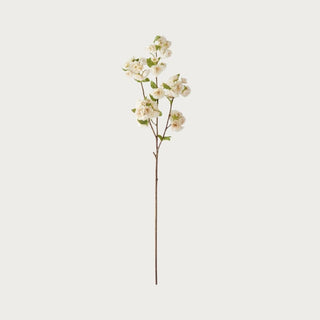 23.5-inch True Bloom creamy white real touch blossom branch stem isolated on a neutral background, featuring layered faux petals and a natural brown stem for modern luxury floral arrangements.