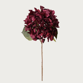 24-inch Real Touch Sangria hydrangea stem with wine-berry petals — faux floral for dramatic fall arrangements.