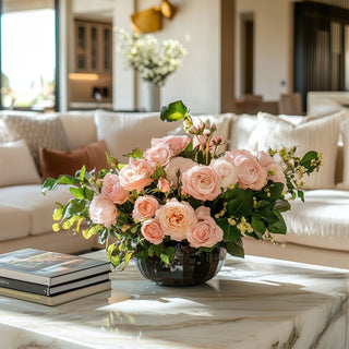 24" Pink True Bloom Real Touch Austin Rose Stem Styled in an Arrangement