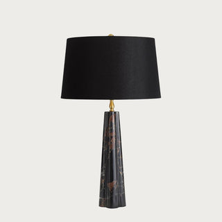 27" High Black & Gold Portoro marble Lamp with Black Linen Shade, Third & Main, Luxury Lighting, Luxe Home Decor, Luxury Decor, Black Marble, Marble Lamp