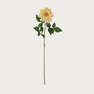 29-inch yellow real touch dahlia stem from True Bloom Floral, full stem view showing layered petals and lifelike foliage
