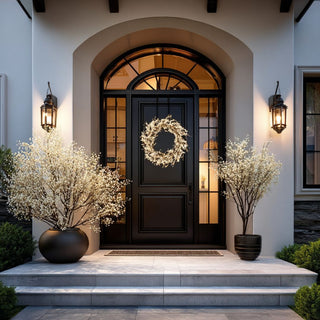 30_White_Pearl_and_Gold_Glitter_Wreath,Luxury holiday wreath featuring gold glitter twigs and pearl beads, perfect for front door or mantel winter styling. Third and Main, Home Decor, Holiday Decor, Winter Decor, Luxury Decor, Luxury Holiday Decor, Contemporary Decor, Wreaths