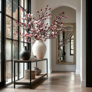 32" Burgundy and White Tree Magnolia Spray