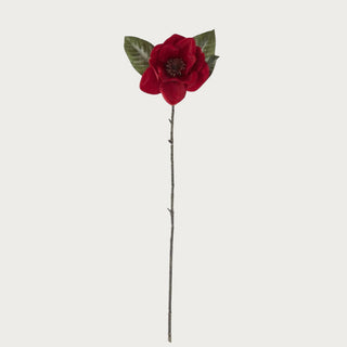 35 Inch Tall Deep Red velvet Magnolia Stem 