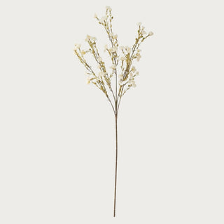 35 inch white chamelaucium spray with delicate branching stems and small white blossoms, faux floral accent for modern and transitional home decor