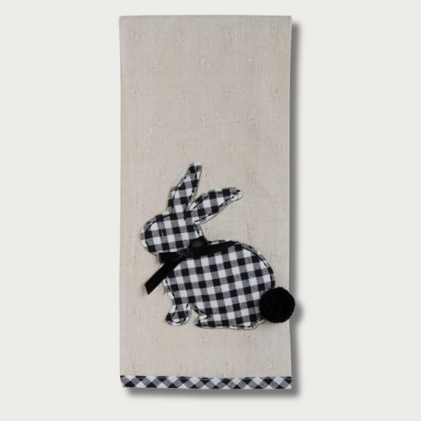 Black & White Gingham Bunny Tea Towel