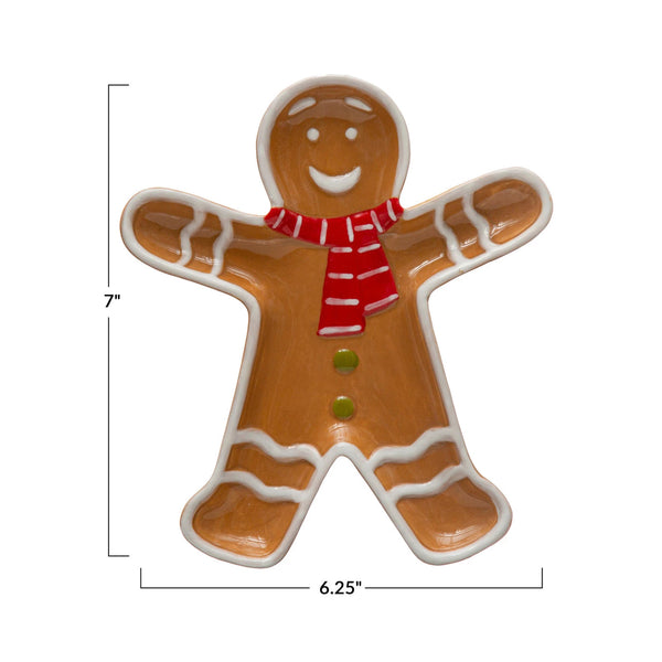 Ceramic Gingerbread Man with Scarf Plate/Platter