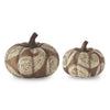 Set of 2 Cream Paisley Embossed Brown Resin Pumpkins
