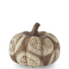 Set of 2 Cream Paisley Embossed Brown Resin Pumpkins