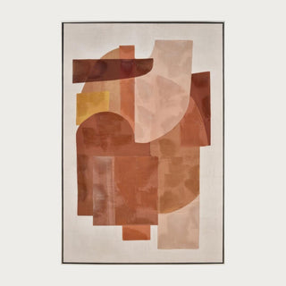 The 48.25" Tall  Ochre Framed Abstract Wall Art is a color-blocked abstract painting that displays shades of ochre, rust and clay. The midcentury-inspired color palette is finished with a thin black frame. Third & Main, Art, Abstract Art, Luxury Home Decor, Art Print, Art