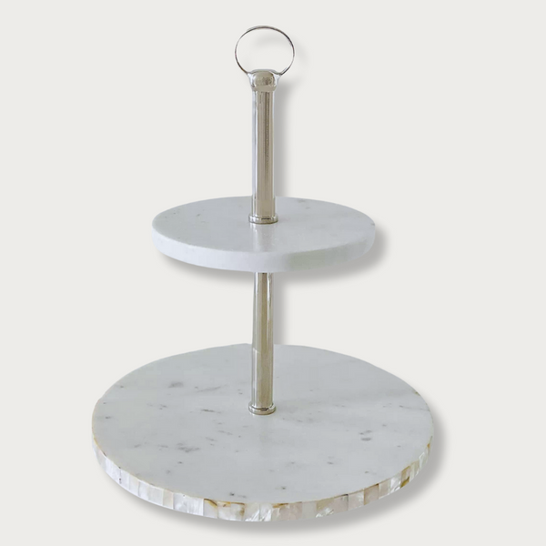 Mother of Pearl and Marble 2 Tier Tray/Stand