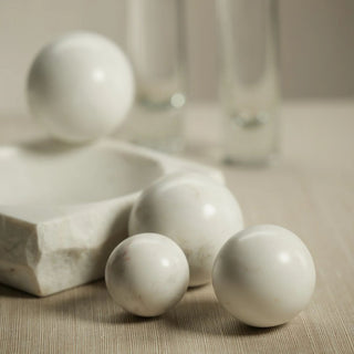 4" Decorative White Marble Orb, Set of 4, Third & Main, Home Decor, Luxury Decor, Luxury Homes, Filler, Filler Objects, Contemporary Decor, Versatile Decor, Spring Decor, Summer Decor, Everyday Decor, Seasonal Decor