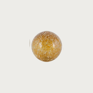 Medium brown and gold speckled glass orb with metallic sheen and artisanal finish – versatile handcrafted glass accent for shelf, console, or centerpiece arrangement