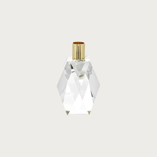 5.5-inch faceted crystal candle holder with gold accent, small dimensional crystal taper holder for modern or holiday décor.  Third & Main, Home Decor, Crystal Glass, Candle Holder, Luxury Decor, Winter Decor, Holiday Decor, Luxury Living, Contemporary Decor